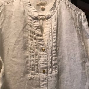Charter Club Linen Tunic Shirt Popover White